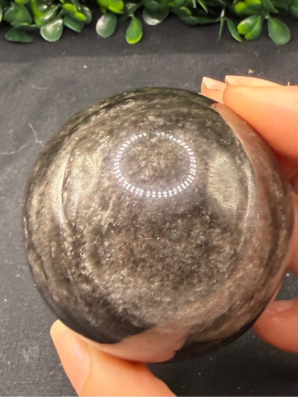 Flashy Silver Sheen Obsidian Sphere 54mm